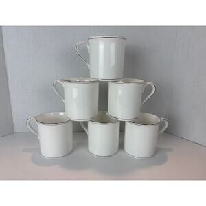 Set of 6 Lenox Federal Platinum Mugs – Ivory Bone China with Platinum Trim